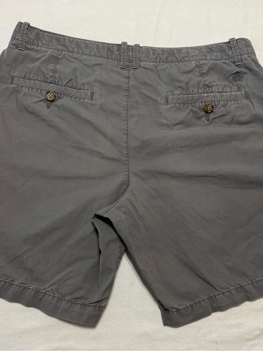 Original Penguin Men's Blue/Gray Flat-Front Cotton Shorts